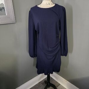 Chic Long Sleeve Navy Dress